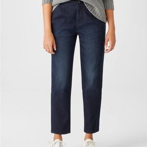 Eileen Fisher Sz 6 Tapered Pant Organic Cotton Stretch Ankle Jeans Dark Wash